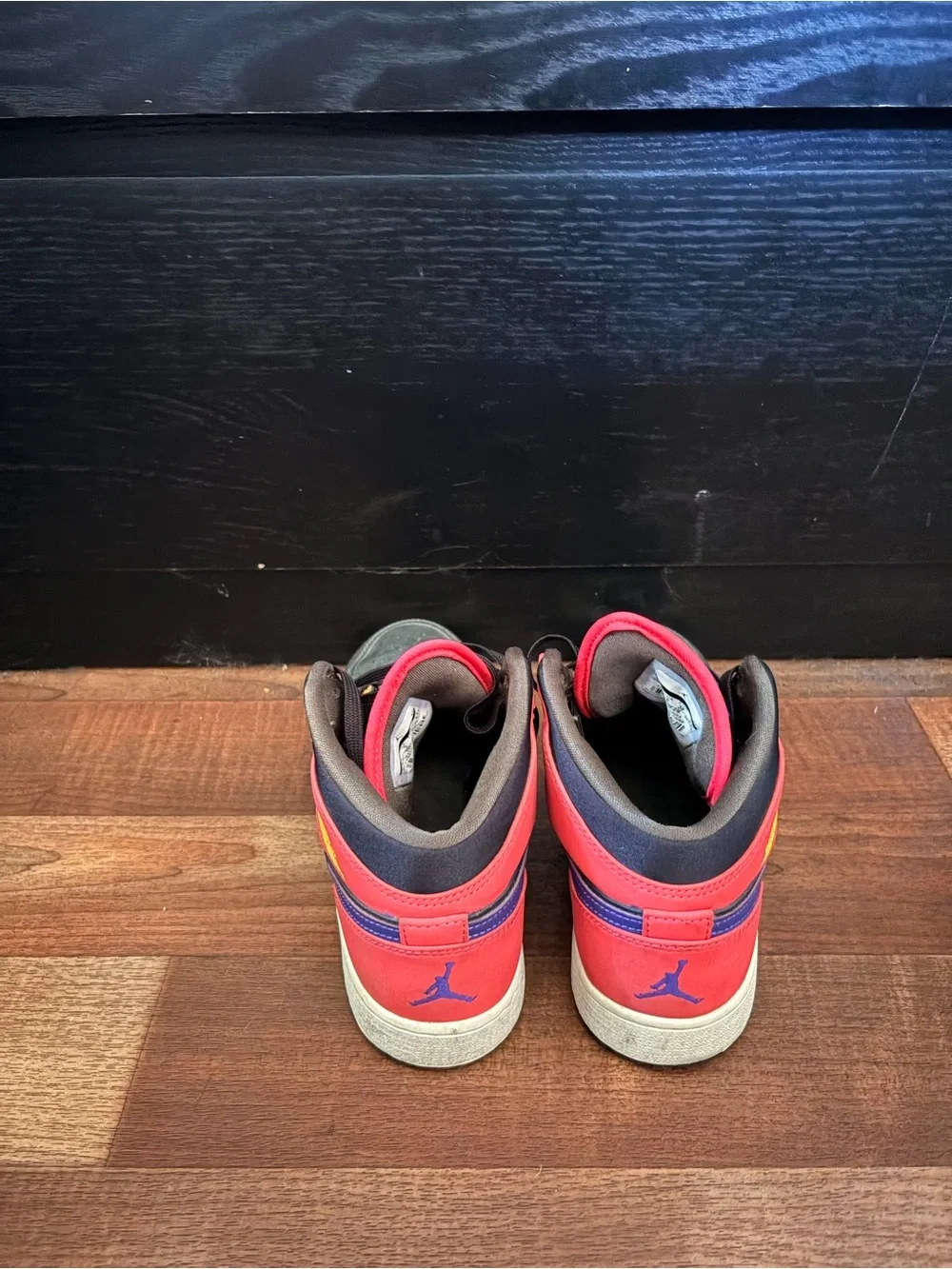 Nike Multicolor High-Top Sneakers in Olive Green, Yellow, Red and Purple